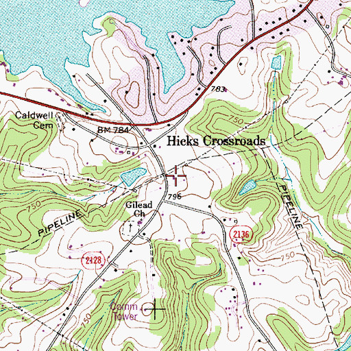 Topographic Map of Huntersville Fire Department Station 2, NC