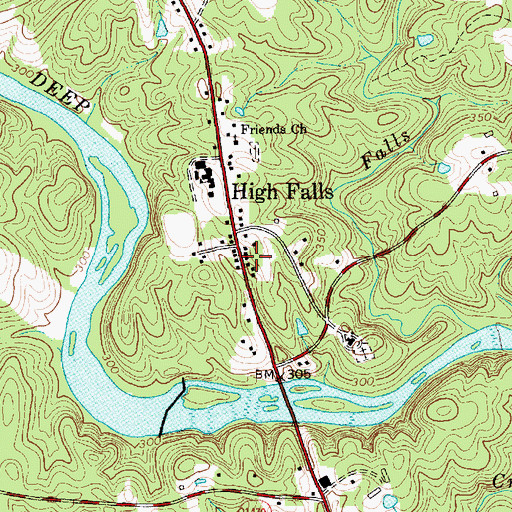 Topographic Map of Highfalls Fire and Rescue, NC