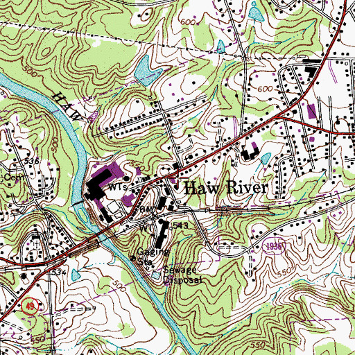 Topographic Map of Haw River Fire Department, NC