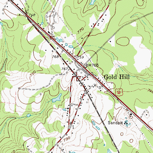 Topographic Map of East Gold Hill Fire Department, NC