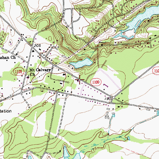 Topographic Map of Stoney Point Fire Department - Station 13, NC