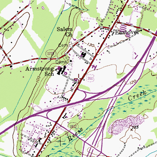 Topographic Map of Eastover Volunteer Fire Department, NC