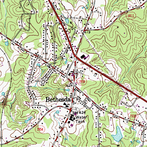 Topographic Map of Bethesda Volunteer Fire Department Station 1, NC