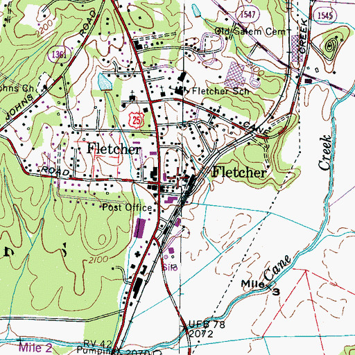 Topographic Map of Fletcher Fire and Rescue Department Station 1, NC