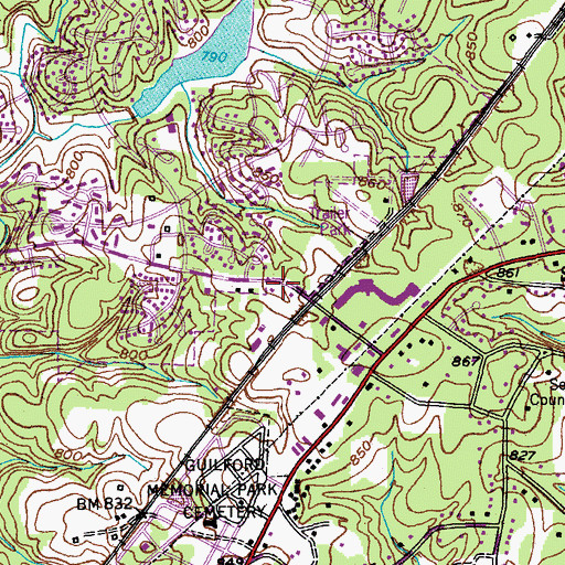 Topographic Map of Pinecroft - Sedgefield Fire Station 23, NC