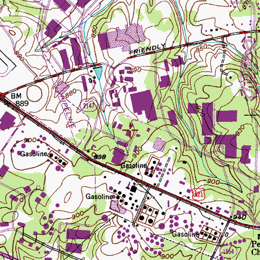 Topographic Map of Greensboro Fire Department Station 19, NC