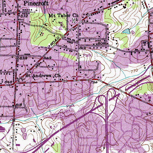 Topographic Map of Greensboro Fire Department Station 48, NC