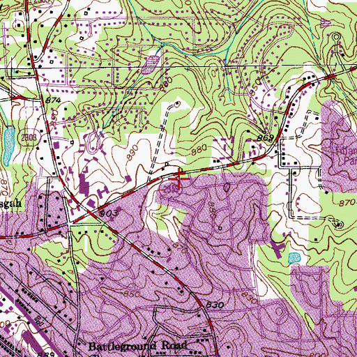 Topographic Map of Greensboro Fire Department Station 40, NC