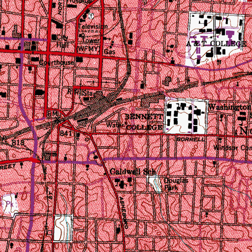 Topographic Map of Greensboro Fire Department Station 4, NC