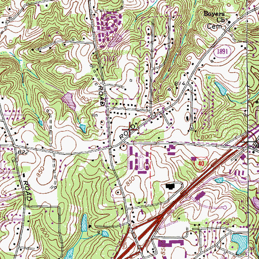 Topographic Map of Clemmons Fire Department Station 10, NC