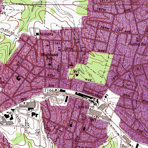 Topographic Map of Hickory Fire Department Station 2 Highland, NC