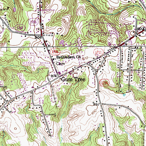Topographic Map of Gumtree Fire and Rescue, NC