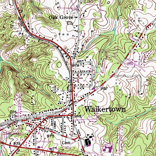 Topographic Map of Walkertown Fire Department Station 22, NC
