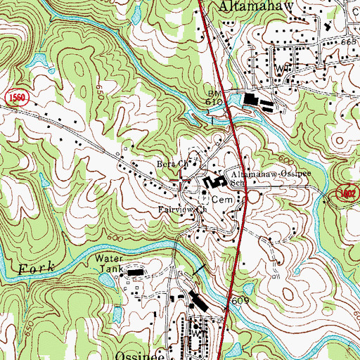 Topographic Map of Altamahaw - Ossipee Volunteer Fire Department, NC