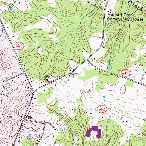 Topographic Map of Mallard Creek Volunteer Fire and Rescue, NC