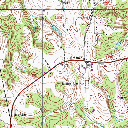 Topographic Map of West Rowan Fire Department Station 65 Centenary, NC