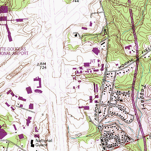 Topographic Map of North Carolina Air National Guard Fire Department, NC
