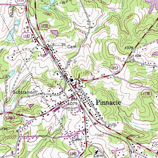 Topographic Map of Pinnacle Volunteer Fire and Rescue, NC