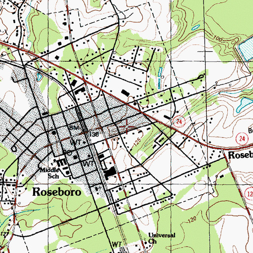 Topographic Map of Roseboro Fire Department, NC