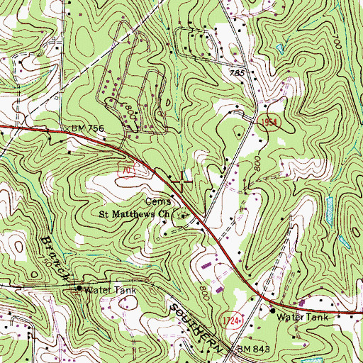 Topographic Map of Franklin Township Volunteer Fire Department Station 56, NC