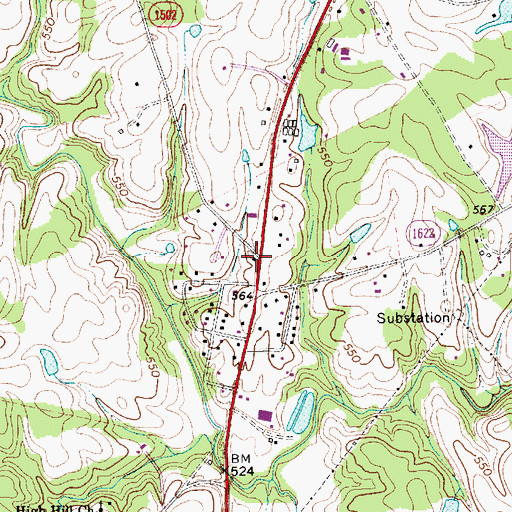 Topographic Map of Monroe Fire Department Station 5, NC