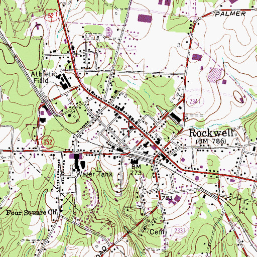 Topographic Map of Rockwell City Fire Department, NC