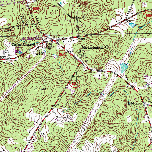 Topographic Map of Lebanon Fire Department, NC