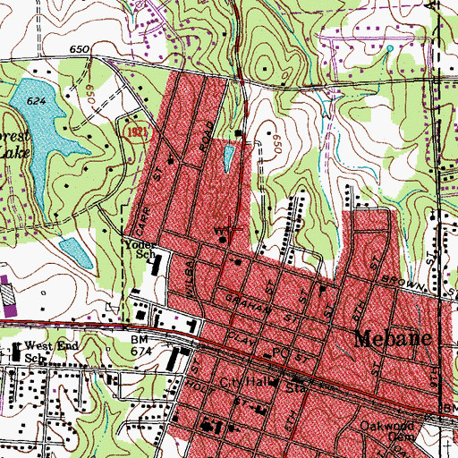 Topographic Map of Mebane Fire Department North Side Station, NC