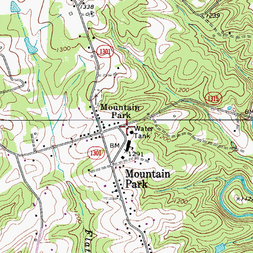 Topographic Map of Mountain Park Rescue Squad and Fire Station, NC