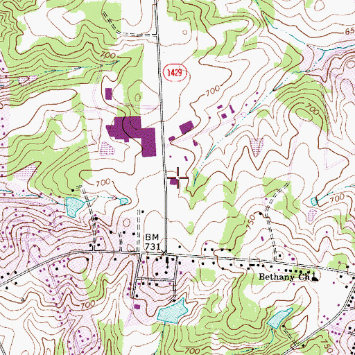 Topographic Map of Concord Fire and Life Safety Station 7, NC