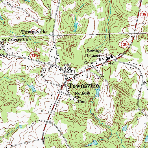 Topographic Map of Townsville Rural Volunteer Fire Department, NC