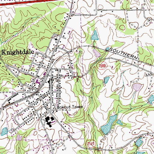 Topographic Map of Knightdale Fire Department Station 2, NC