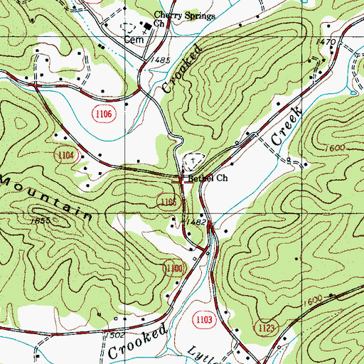 Topographic Map of Crooked Creek Township Volunteer Fire Department, NC