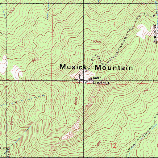 Topographic Map of Musick Mountain, CA