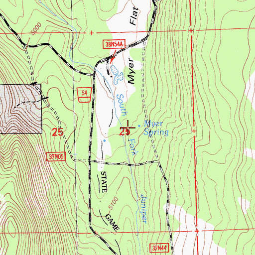 Topographic Map of Myer Spring, CA
