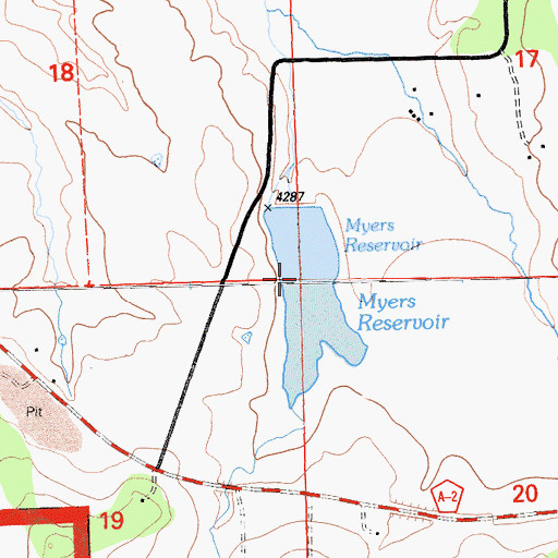 Topographic Map of Myers Reservoir, CA