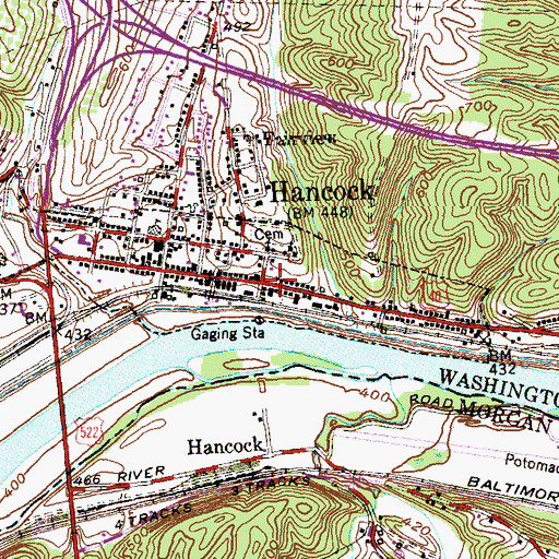 Topographic Map of Hancock Rescue Squad Company 59, MD