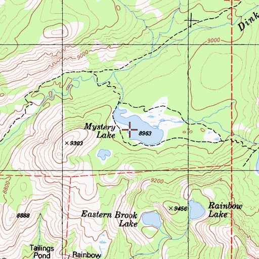 Topographic Map of Mystery Lake, CA