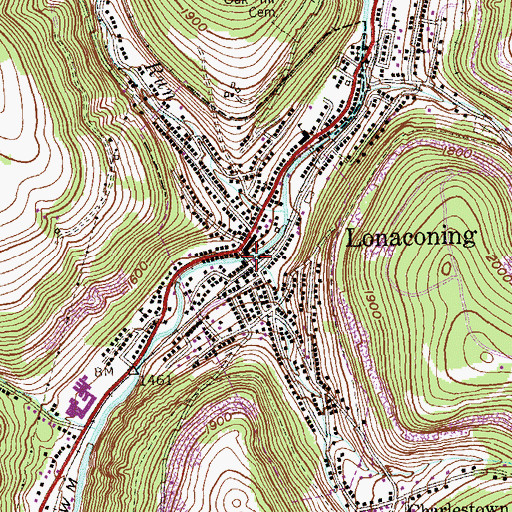 Topographic Map of Georges Creek Ambulance Service, MD