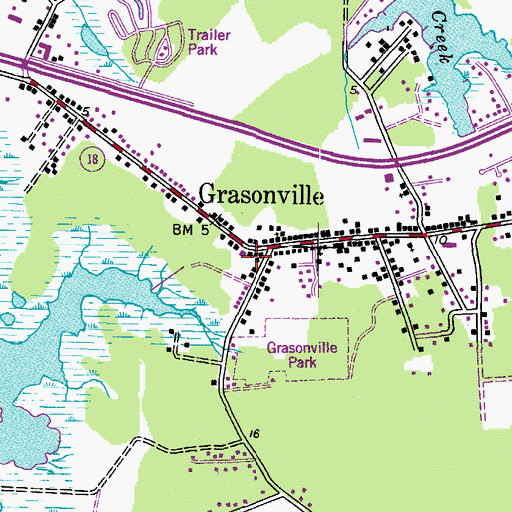 Topographic Map of Grasonville Volunteer Ambulance Service Station 20, MD