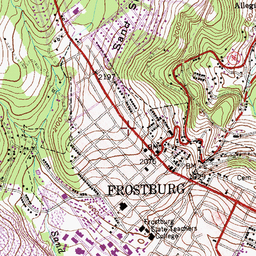 Topographic Map of Frostburg Area Ambulance Service, MD