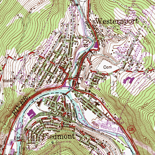 Topographic Map of Tri - Towns Emergency Medical Service, MD