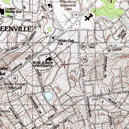 Topographic Map of W J Barge Memorial Hospital, SC