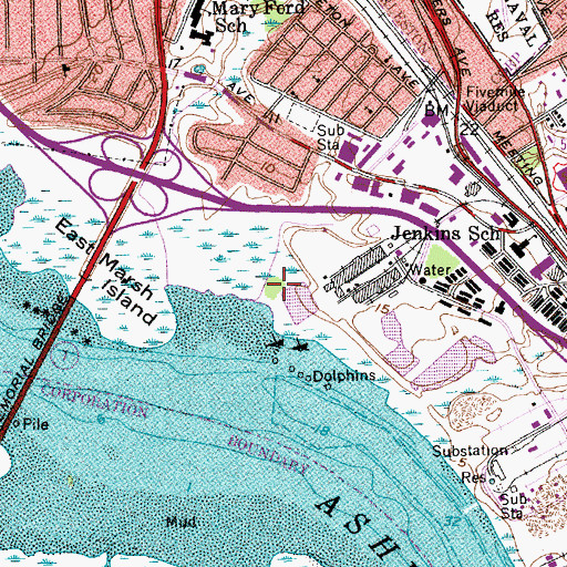 Topographic Map of Palmetto Lowcountry Behavioral Health Hospital, SC