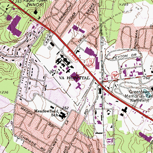 Topographic Map of William Jennings Bryan Dorn Veterans Affairs Medical Center, SC