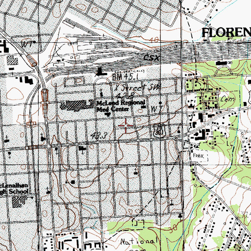 Topographic Map of Healthsouth Rehabilitation Hospital of Florence, SC