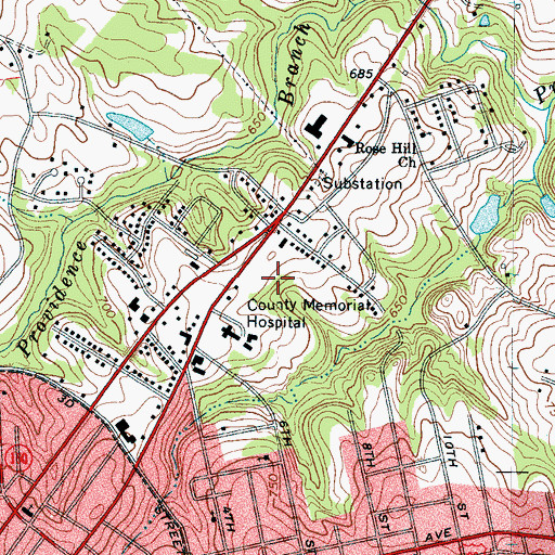 Topographic Map of Mary Black Health System Gaffney, SC