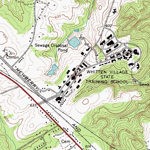 Topographic Map of Whitten Center, SC