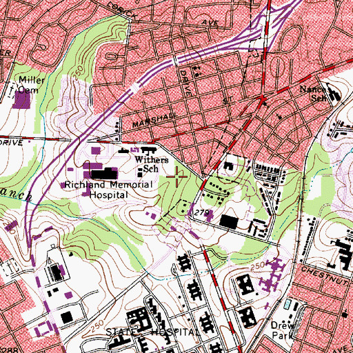 Topographic Map of Healthsouth Rehabilitation Hospital of Columbia, SC