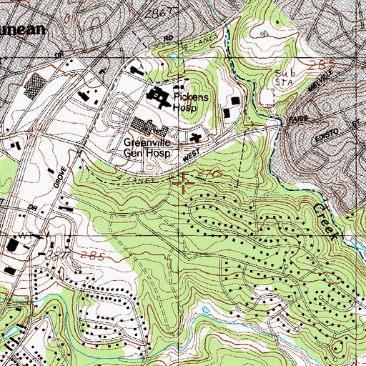 Topographic Map of Jervey Eye Group Greenville One Doctors Drive, SC